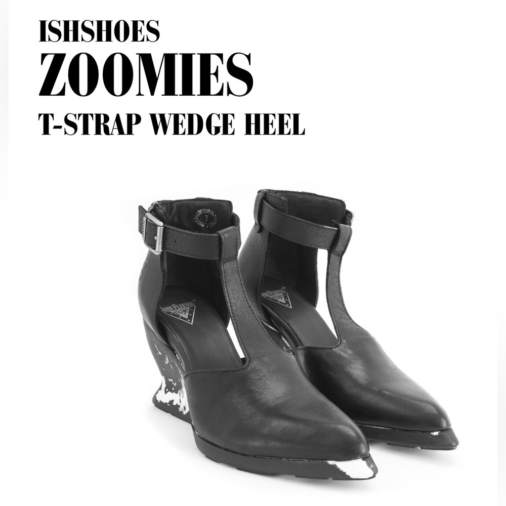 JOHN FLUEVOG - Ishshoes - Zoomies - T-Strap Wedge Heel - Size 9